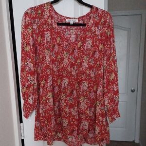 Red Floral Blouse